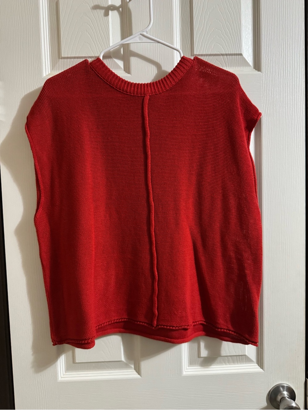Red Knit Sleeveless Sweater Top